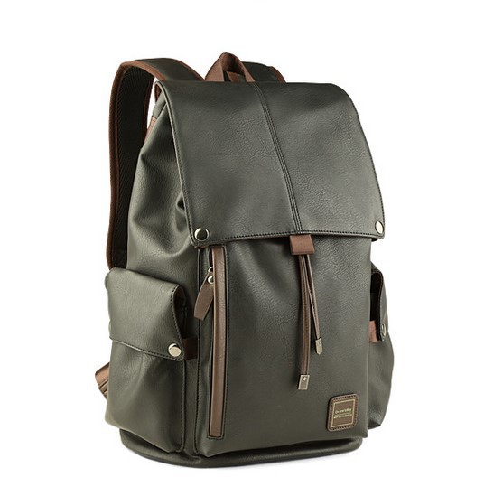 Backpack pu leather men's travel bag fas...