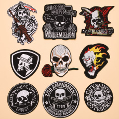 熱賣骷髏頭diy熨燙布貼補丁徽章裝飾服裝輔料破洞刺繡修補貼配件