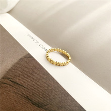 韩国新款欧美ins冷淡风个性时尚钱币符号钛钢镀18K金色食指戒指女