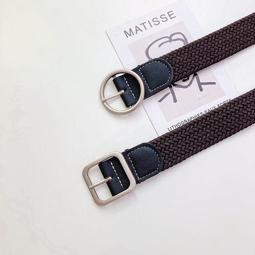 Canvas Belt for Men, Youth Versatile Woven Student Retro Fashion Instagram Style Internet Celebrity Trendy Decorative Jeans Belt