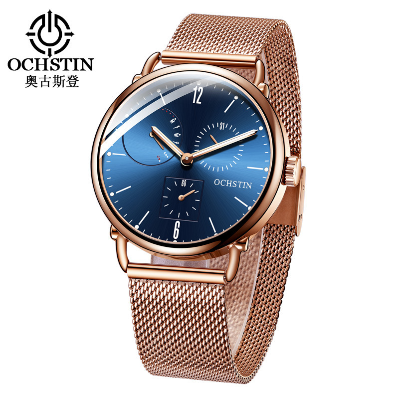 Swiss Ustin New Imported Movement Multi-Functional Quartz Watch Fashionable Waterproof Simple Men's Watch Mesh Belt