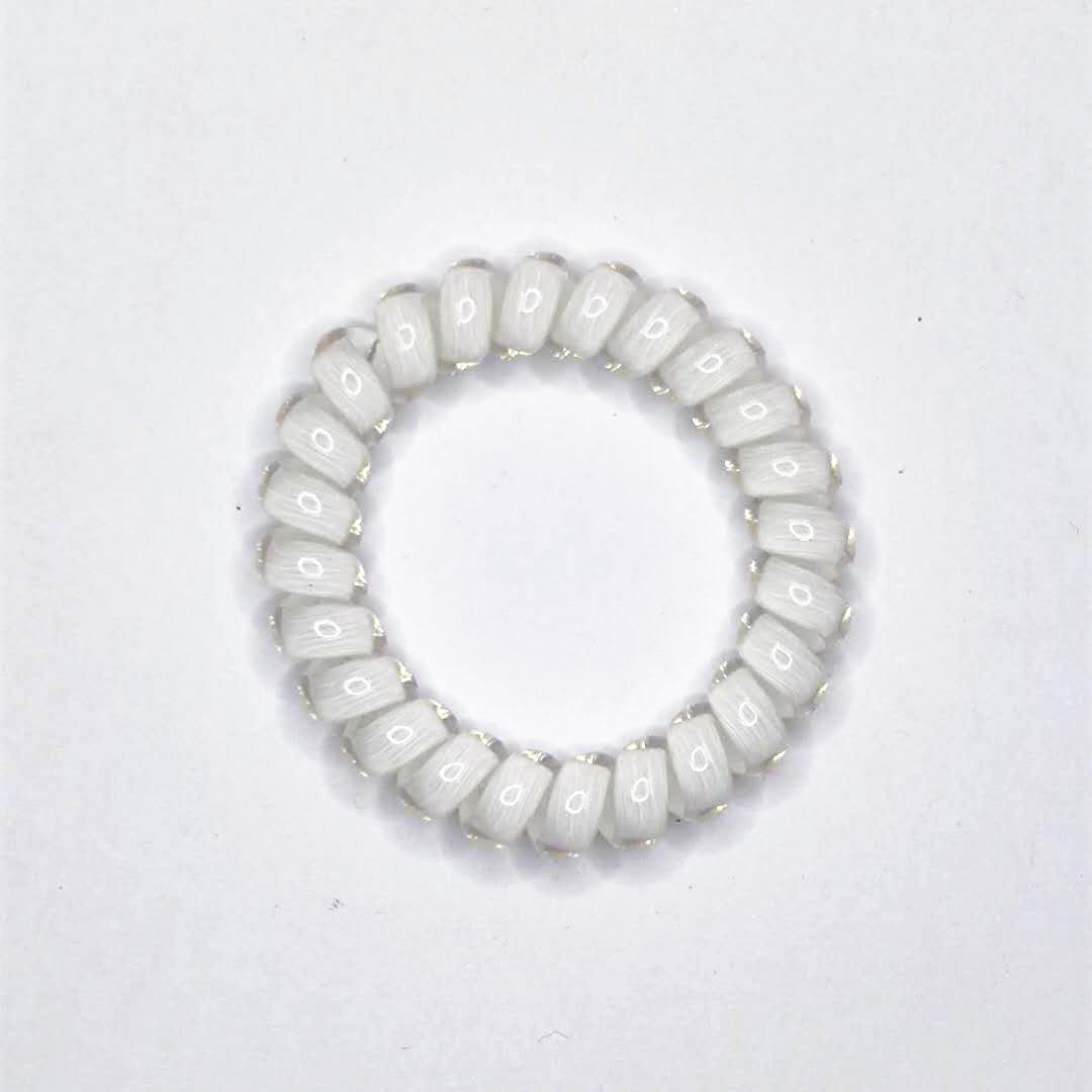 Color de cristal blanco transparente tamaño pequeño gran línea telefónica gruesa banda de pelo cuerda de pelo cubierta de pelo anillo de resorte de plástico cuerda de pelo