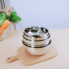 304 stainless steel bowl, thick platinum bowl, large size canteen bowl, soup bowl, instant noodle bowl, home use, double-layer insulated bowl