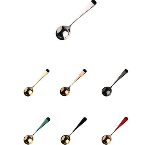 Thickened round spoon 304 stainless steel small spoon ins style creative household thickened cute children's ice cream dessert spoon