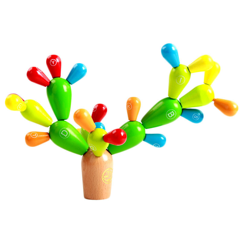 New Wooden Insertion Letters Cactus Palm Child Education Simulation Toys display picture 1