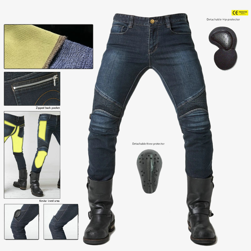 Ventas directas de la fábrica Kevlar motocicleta pantalones vaqueros de los hombres pantalones de la motocicleta resistente al desgaste resistente a la caída con equipo de protección pantalones de la motocicleta