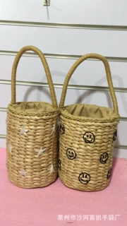 玉米皮手拎圆筒  女夏包 草编手提包 植物编织工艺品 一件代发