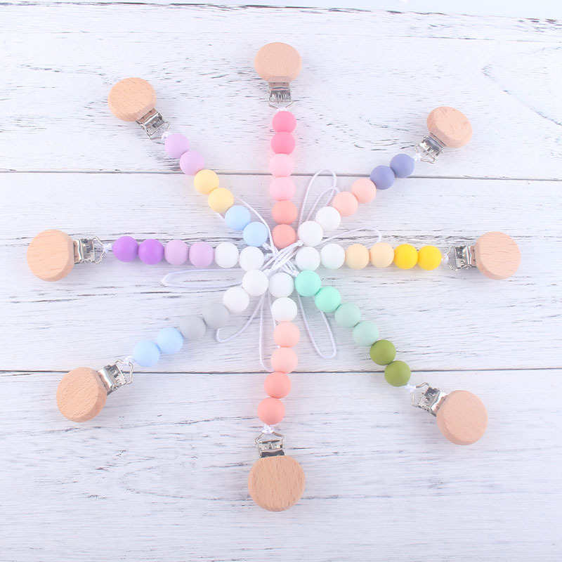 Bebé suministros de haya juguete mordedor bebé chupete de silicona pezón anti-gota cadena Amazon AliExpress Venta caliente