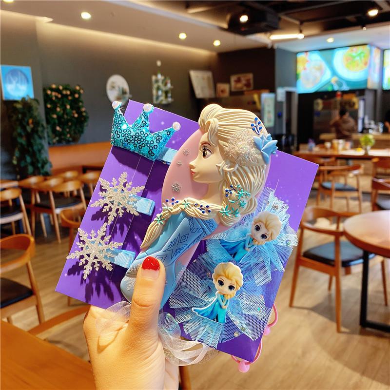 儿童饰品礼盒装冰雪奇缘女童宝宝蝴蝶结发夹在逃公主艾莎发饰套装