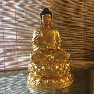 黃銅寺院佛像 小佛像 貼真金釋迦摩尼佛