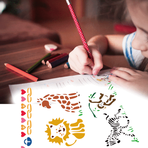 Source factory painting template hollow out elementary school student hand copy report template DIY photo album accessories painting board lace ruler 