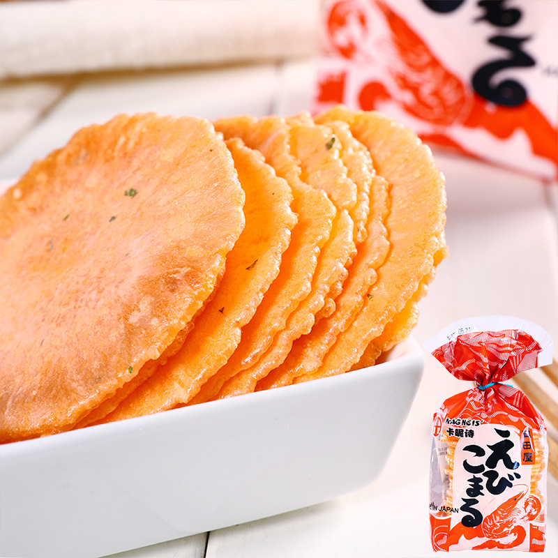 日本进口零食 卡昵诗岡田屋海苔虾味脆片海鲜虾饼休闲膨化小吃75g