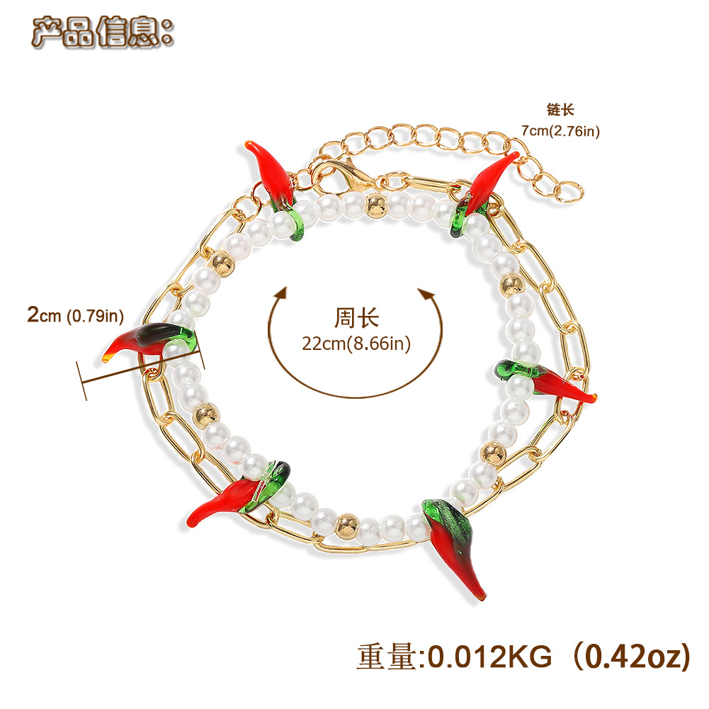 Fashion Multi-layer Pearl Pepper Chain Bracelet Trendy Personality Personalized Holiday Style Bracelet Wholesale Nihaojewelry display picture 1