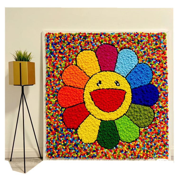 小紅書同款吃藕不放蔥毛球DIY上隆太陽花毛球畫 油畫框帶圖包郵