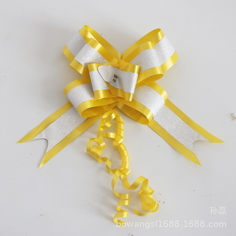 Nuevo gran doble capa brillo plata cebolla arco mano tire flor de la boda regalo del coche de la flor embalaje ramo tire de la flor 5cm