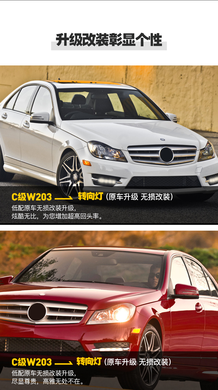 Suitable for Mercedes-Benz 01-07 C-Class 203 Side Lights, Turn Signals A2038200721 A2038200821