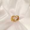 Fashionable ring heart shaped with letters, diamond encrusted, wholesale