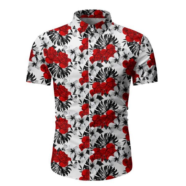 Summer men’s Casual Short Sleeve slim Floral Shirt