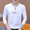 Trend T-shirt, demi-season top for leisure, 2021 collection, long sleeve, round collar, Korean style