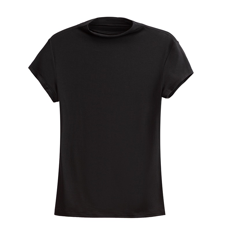 Verano de las mujeres nuevo medio cuello alto modal manga corta versátil europeo y americano delgado camiseta de las mujeres de una sola pieza entrega K264A