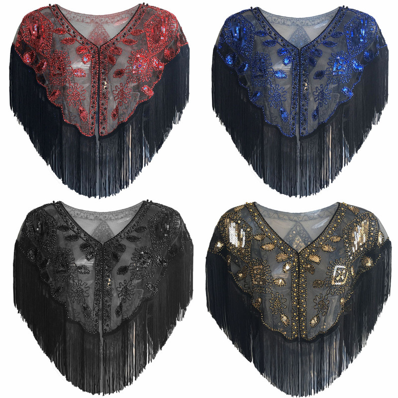 Cross-border wedding dress women's shawl European and American style 1920s vintage sequined tassel cardigan dress women's outer top
