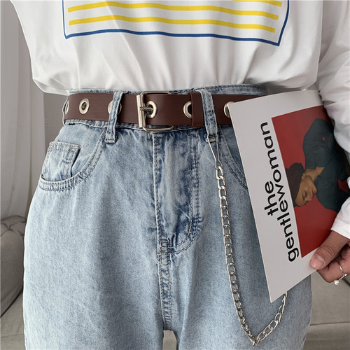 Women's belt fashion trend ring decorative belt chain punk style eye full hole belt
