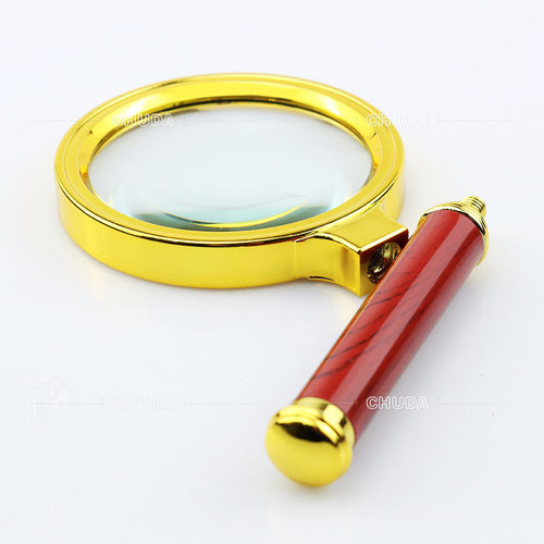 Gift Item Elderly Reading Magnifier, Best Selling Night Market Style, Wood Texture Imitation with Gold Edge Handheld Magnifier