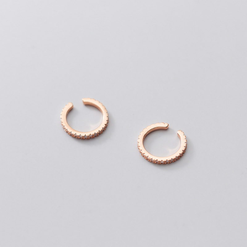 Eloch s925 clip de orejas de plata para mujeres coreanas estilo de lujo simple ligero estilo de perforación de fila pequeña orejas sin agujeros de orejas G6923