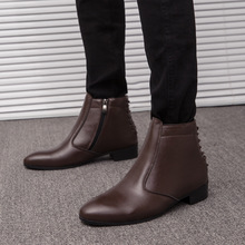 6666秋冬季新款时尚复古休闲男鞋英伦风中帮马丁靴欧洲站大码皮靴