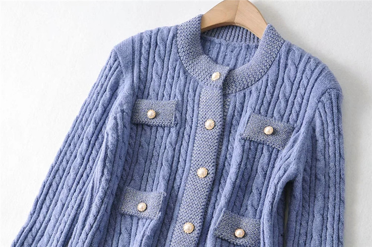 round neck knit cardigan  NSLD15637