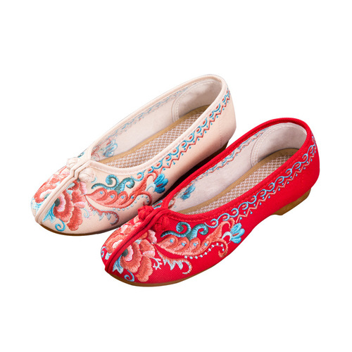 National Chinese folk dance hanfu embroidered shoes flat soled women's shoes rib soft soled ancient embroidered Sail Shoes