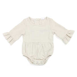 婴儿新款连身衣 宝宝欧美潮流爬服 新生儿舒适纯色麻粘布哈衣