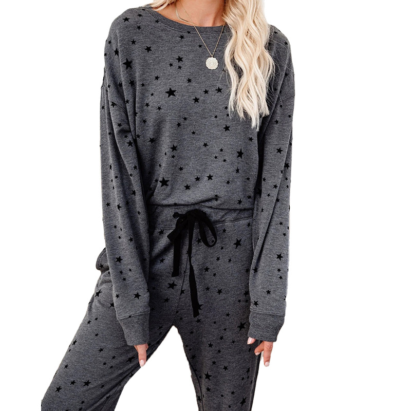 printed long-sleeved round neck casual loose sweatershirt suit NSZH18581