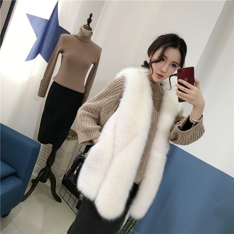 mid-length fox fur waistcoat nihaostyles clothing wholesale NSXSJ96508