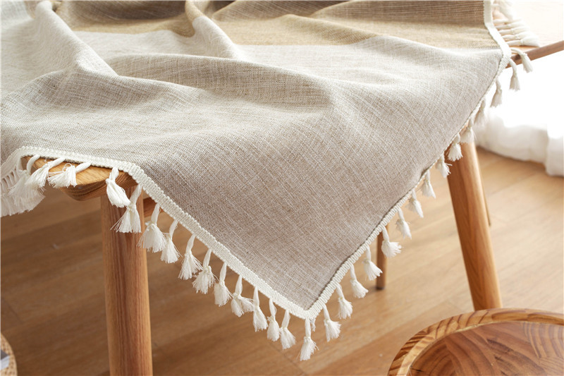 INS Cross-border Jacquard-Tischläufer, Baumwoll-Leinen-Tischdecke mit Quasten, rechteckige Couch- und Esstischdecke_voghion.com