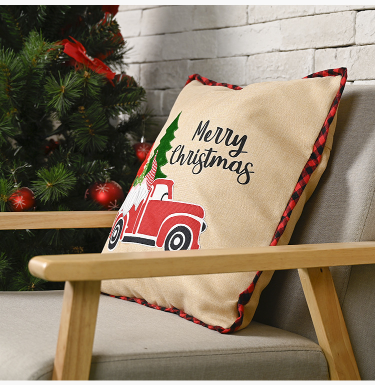 Haobei Christmas decorations Forest old man car pillow case linen pillowcase pillowcase square pillowcase_voghion.com