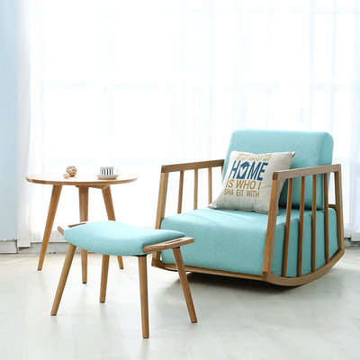 北欧实木摇椅成人温莎阳台躺椅休闲室内现代懒人逍遥沙发午睡椅子