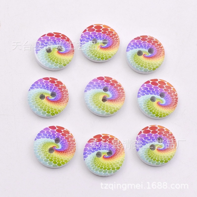 15mm fondo blanco pintado de madera botones decorativos de madera impreso flores y plantas, botones de rayas a cuadros 100 un paquete