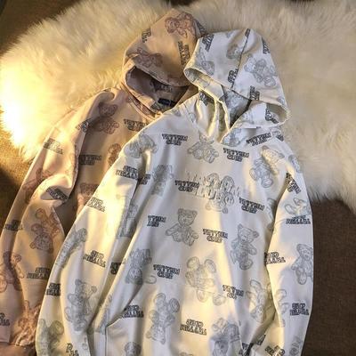 2020秋冬新款韩版字母连帽长袖上衣港风宽松慵懒BF套头百搭卫衣女