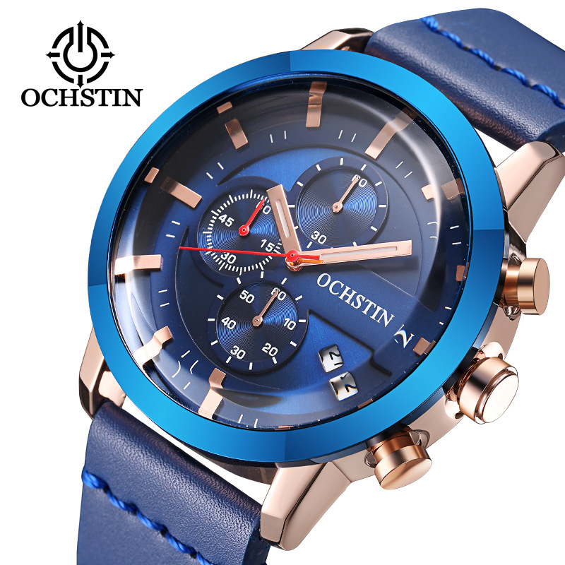 OCHSTIN Fashion Pilot Watch Casual Genuine Leather Fashion Canvas Watch Men's Student Waterproof Watch GQ078