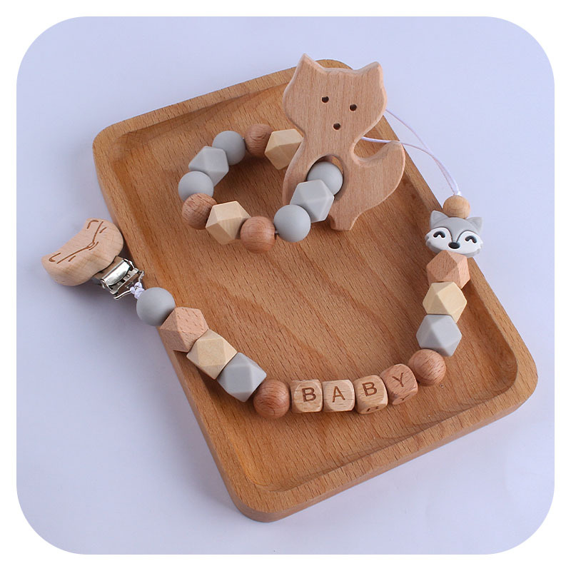 Nueva Haya zorro pezón clip Fox mordedor pulsera bebé silicona pequeño zorro perlas molar juguete pezón cadena