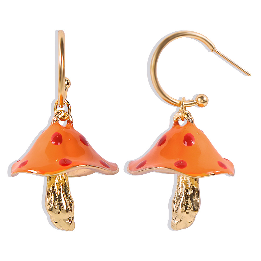 Hot Sale Creative Dream Cute Small Mushroom Drip Earrings Colorful Drip Mushroom Earrings Wholesale Nihaojewelry display picture 10