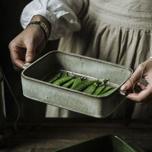 日式创意陶瓷双耳复古烤盘芝士焗饭碗韩式烤肉盘子面包烤箱盘