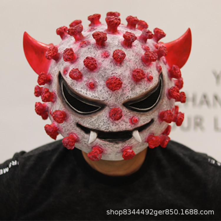 Virus campana Máscara de Halloween horror látex coronavirus apoyos 2019-NCoV modelo de enseñanza Máscara