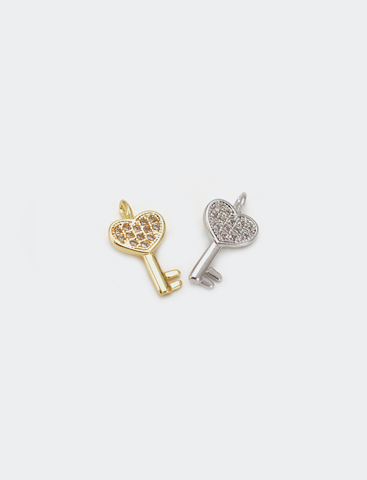 Fashion Heart-shaped Key Copper Inlaid Zircon Earrings Wholesale display picture 1