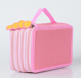 Bolsa de lápices de color sólido de gran capacidad de color de cuatro capas caja de lápices de color boceto de relleno de papelería bolsa de lápices portátil de 72 hoyos para estudiantes