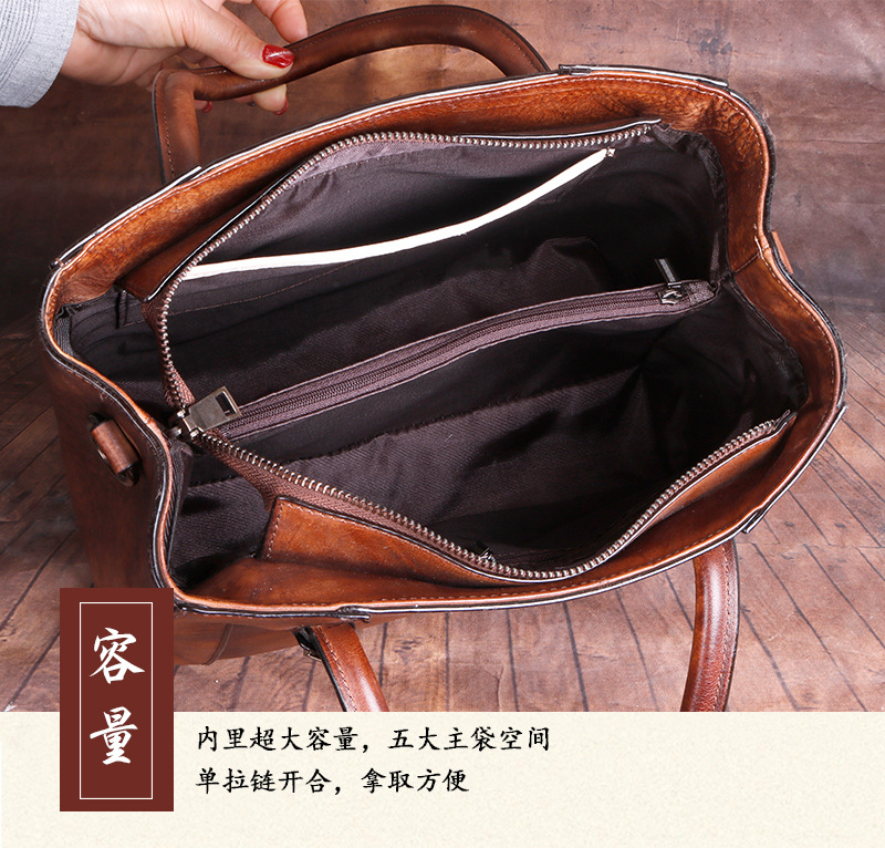 Túi đeo chéo nữ da thật phong cách vintage, họa tiết nổi bật — Xám cổ điển, Vàng cổ điển, Xanh lá cổ điển, Nâu cổ điển chi tiết 9