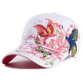 韩版新款刺绣花蝴蝶亮片棒球帽女孩户外嘻哈遮阳彩印街头个性潮帽