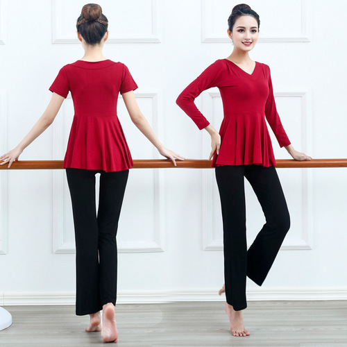 New dance clothes for adults, modal V-neck basic training clothes, modern dance practice clothes, Latin dance clothes, yoga performance clothes