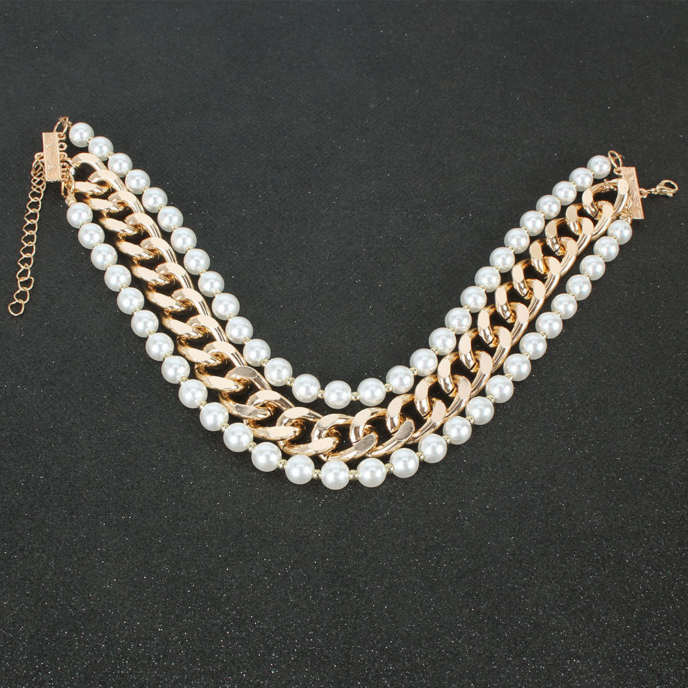 Fashion Exaggerated Imitation Pearl Multilayer Necklace display picture 4